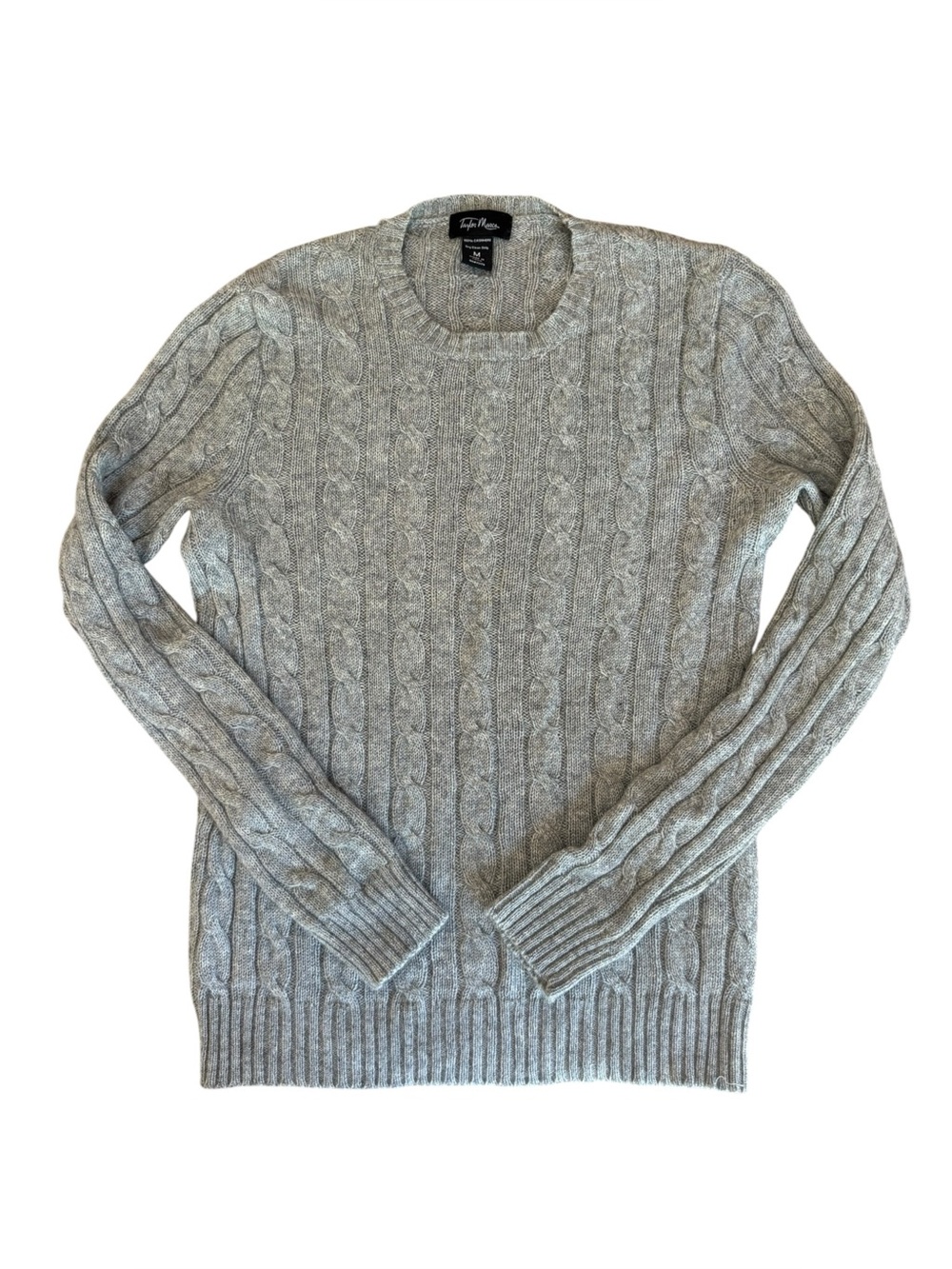 Taylor Marc’s Gray Cable Knit Cashmere Sweater Womens Size Medium